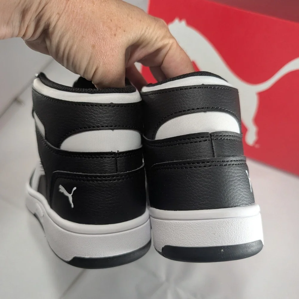 Puma Rebound Layup SL Jr Black White High Top Sneakers 370486-01‎ Mens 5.5C